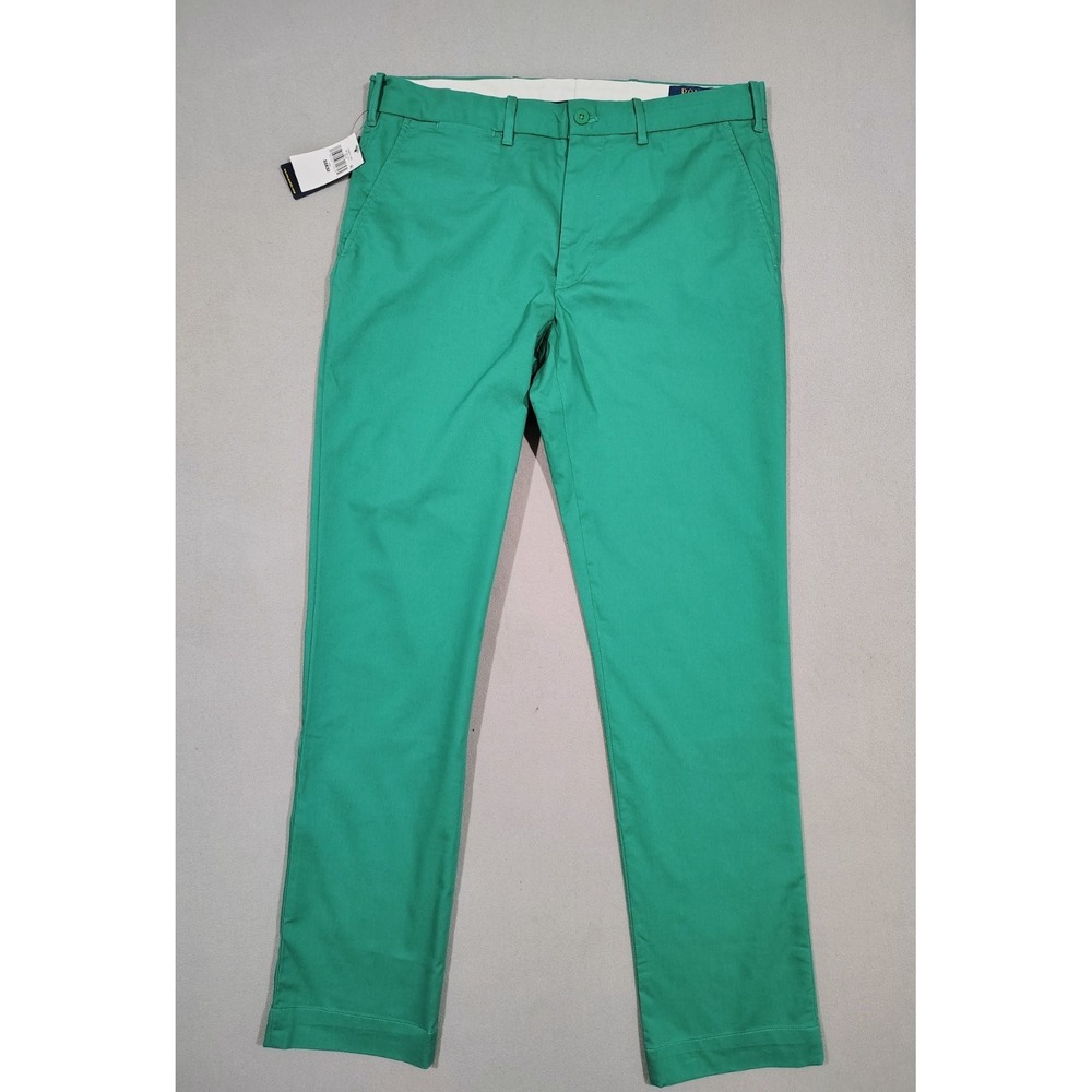 Polo Golf Ralph Lauren Mens Chino pants Slim 33x31 Green Performance NWT - Picture 2 of 10